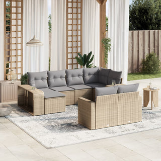 vidaXL 10 Piece Garden Sofa Set with Cushions Beige Poly Rattan - 3228899 - Sofa In Store