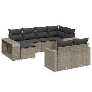 vidaXL 10 Piece Garden Sofa Set with Cushions Grey Poly Rattan - 3228900 - Sofa In Store