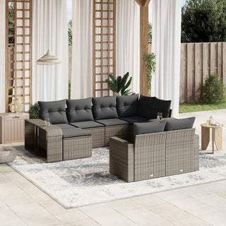 vidaXL 10 Piece Garden Sofa Set with Cushions Grey Poly Rattan - 3228900 - Sofa In Store