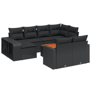 vidaXL 11 Piece Garden Sofa Set with Cushions Black Poly Rattan - 3228915 - Sofa In Store