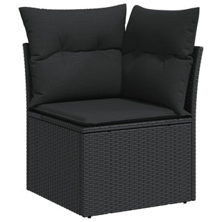 vidaXL 11 Piece Garden Sofa Set with Cushions Black Poly Rattan - 3228915 - Sofa In Store