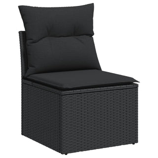 vidaXL 11 Piece Garden Sofa Set with Cushions Black Poly Rattan - 3228915 - Sofa In Store