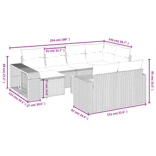 vidaXL 11 Piece Garden Sofa Set with Cushions Black Poly Rattan - 3228915 - Sofa In Store