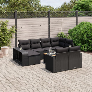 vidaXL 11 Piece Garden Sofa Set with Cushions Black Poly Rattan - 3228915 - Sofa In Store