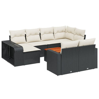 vidaXL 11 Piece Garden Sofa Set with Cushions Black Poly Rattan - 3228916 - Sofa In Store