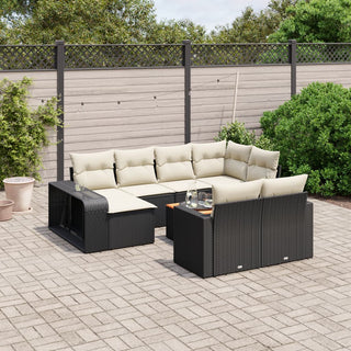vidaXL 11 Piece Garden Sofa Set with Cushions Black Poly Rattan - 3228916 - Sofa In Store