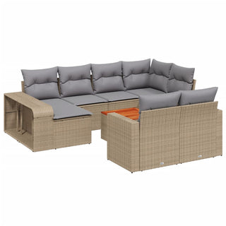 vidaXL 11 Piece Garden Sofa Set with Cushions Beige Poly Rattan - 3228919 - Sofa In Store