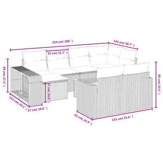 vidaXL 11 Piece Garden Sofa Set with Cushions Beige Poly Rattan - 3228919 - Sofa In Store