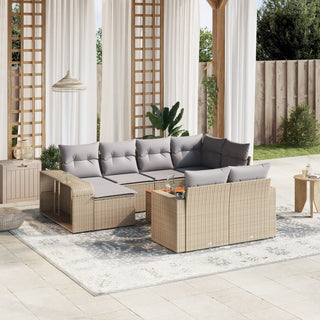 vidaXL 11 Piece Garden Sofa Set with Cushions Beige Poly Rattan - 3228919 - Sofa In Store