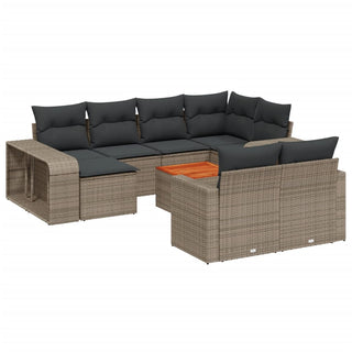 vidaXL 11 Piece Garden Sofa Set with Cushions Grey Poly Rattan - 3228920 - Sofa In Store