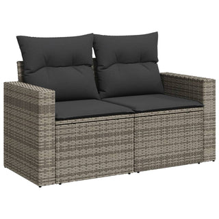 vidaXL 11 Piece Garden Sofa Set with Cushions Grey Poly Rattan - 3228920 - Sofa In Store