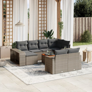 vidaXL 11 Piece Garden Sofa Set with Cushions Grey Poly Rattan - 3228920 - Sofa In Store
