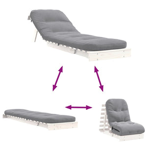 vidaXL Futon Sofa Bed with Mattress White 60x206x11 cm Solid Wood Pine - Sofa In Store