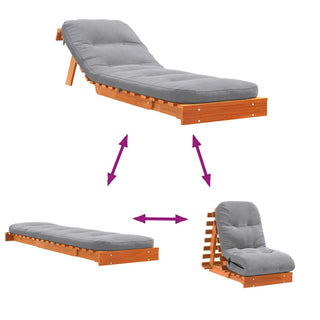 vidaXL Futon Sofa Bed with Mattress Wax Brown 60x206x11 cm Solid Wood Pine - Sofa In Store