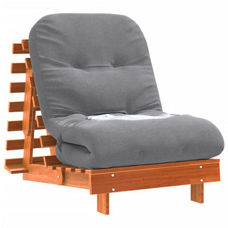 vidaXL Futon Sofa Bed with Mattress Wax Brown 70x206x11 cm Solid Wood Pine - Sofa In Store