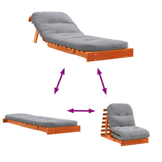vidaXL Futon Sofa Bed with Mattress Wax Brown 70x206x11 cm Solid Wood Pine - Sofa In Store