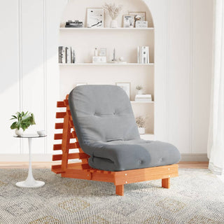 vidaXL Futon Sofa Bed with Mattress Wax Brown 70x206x11 cm Solid Wood Pine - Sofa In Store