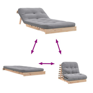 vidaXL Futon Sofa Bed with Mattress 80x206x11 cm Solid Wood Pine - Sofa In Store