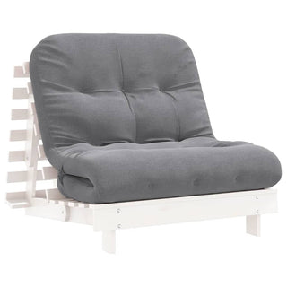 vidaXL Futon Sofa Bed with Mattress White 80x206x11 cm Solid Wood Pine - Sofa In Store