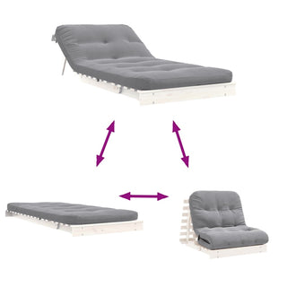 vidaXL Futon Sofa Bed with Mattress White 80x206x11 cm Solid Wood Pine - Sofa In Store