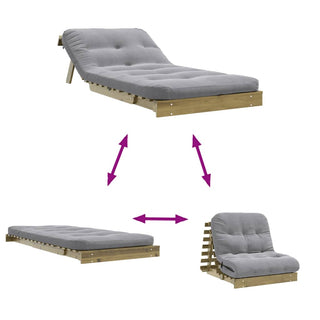 vidaXL Futon Sofa Bed with Mattress 80x206x11 cm Impregnated Wood Pine - Sofa In Store