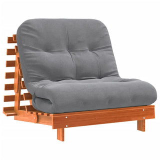 vidaXL Futon Sofa Bed with Mattress Wax Brown 90x206x11 cm Solid Wood Pine - Sofa In Store