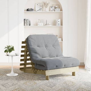 vidaXL Futon Sofa Bed with Mattress 90x206x11 cm Impregnated Wood Pine - Sofa In Store