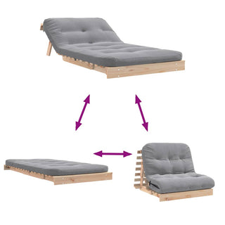 vidaXL Futon Sofa Bed with Mattress 100x206x11 cm Solid Wood Pine - Sofa In Store