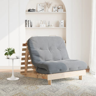 vidaXL Futon Sofa Bed with Mattress 100x206x11 cm Solid Wood Pine - Sofa In Store