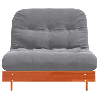 vidaXL Futon Sofa Bed with Mattress Wax Brown 100x206x11 cm Solid Wood Pine - Sofa In Store