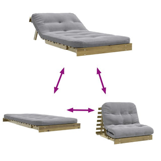 vidaXL Futon Sofa Bed with Mattress 100x206x11 cm Impregnated Wood Pine - Sofa In Store