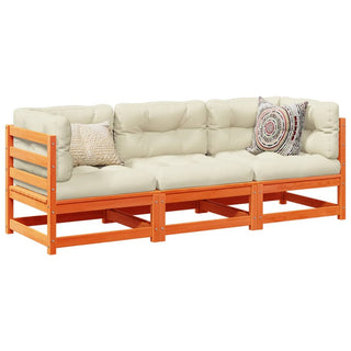 vidaXL 3 Piece Garden Sofa Set Wax Brown Solid Wood Pine - 3299265 - Sofa In Store