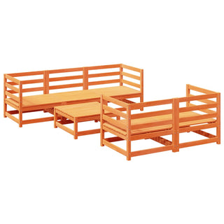 vidaXL 6 Piece Garden Sofa Set Wax Brown Solid Wood Pine - 3299287 - Sofa In Store