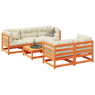vidaXL 6 Piece Garden Sofa Set Wax Brown Solid Wood Pine - 3299287 - Sofa In Store