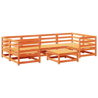 vidaXL 7 Piece Garden Sofa Set Wax Brown Solid Wood Pine - 3299309 - Sofa In Store