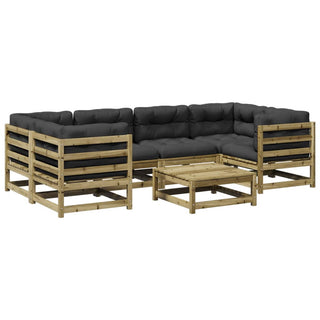 vidaXL 7 Piece Garden Sofa Set with Cushions Impregnated Wood Pine - 3299315 - Sofa In Store