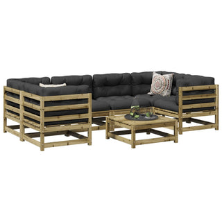 vidaXL 7 Piece Garden Sofa Set with Cushions Impregnated Wood Pine - 3299315 - Sofa In Store