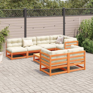 vidaXL 8 Piece Garden Sofa Set Wax Brown Solid Wood Pine - 3299343 - Sofa In Store