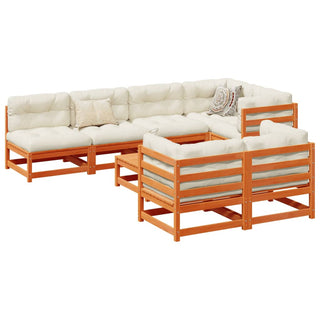 vidaXL 8 Piece Garden Sofa Set Wax Brown Solid Wood Pine - 3299343 - Sofa In Store