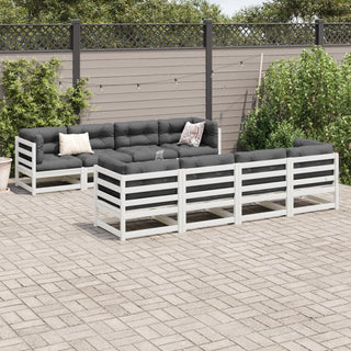 vidaXL 9 Piece Garden Sofa Set White Solid Wood Pine - 3299354 - Sofa In Store