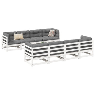 vidaXL 9 Piece Garden Sofa Set White Solid Wood Pine - 3299354 - Sofa In Store