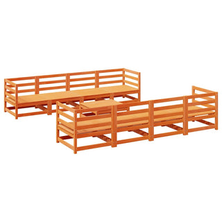 vidaXL 9 Piece Garden Sofa Set Wax Brown Solid Wood Pine - 3299355 - Sofa In Store