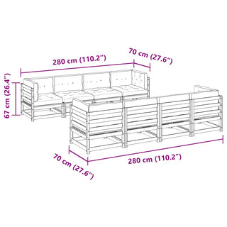 vidaXL 9 Piece Garden Sofa Set with Cushions Wax Brown Solid Wood Pine - 3299359 - Sofa In Store