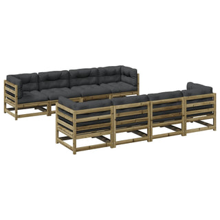 vidaXL 9 Piece Garden Sofa Set with Cushions Impregnated Wood Pine - 3299361 - Sofa In Store