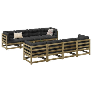 vidaXL 9 Piece Garden Sofa Set with Cushions Impregnated Wood Pine - 3299361 - Sofa In Store