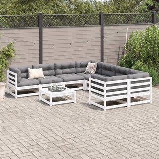 vidaXL 9 Piece Garden Sofa Set White Solid Wood Pine - 3299366 - Sofa In Store