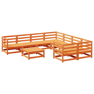 vidaXL 9 Piece Garden Sofa Set Wax Brown Solid Wood Pine - 3299367 - Sofa In Store