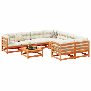 vidaXL 9 Piece Garden Sofa Set Wax Brown Solid Wood Pine - 3299367 - Sofa In Store