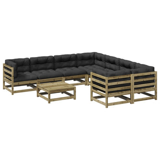 vidaXL 9 Piece Garden Sofa Set with Cushions Impregnated Wood Pine - 3299373 - Sofa In Store