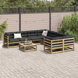 vidaXL 9 Piece Garden Sofa Set with Cushions Impregnated Wood Pine - 3299373 - Sofa In Store